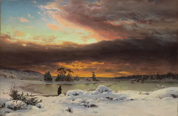 Framed Print : Winter landscape, after the sun has set, 1880. Creator: Fanny Churberg Framed Print : Winter landscape, after the sun has set, 1880. Creator: Fanny Churberg