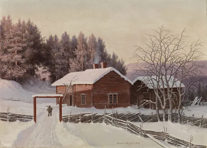 Framed Print : Winter Landscape at Sunset, 1867. Creator: Ferdinand von Wright Framed Print : Winter Landscape at Sunset, 1867. Creator: Ferdinand von Wright