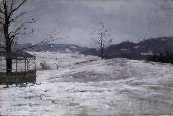 Framed Print : Winter landscape, unknown date. Creator: Ludvig Skramstad Framed Print : Winter landscape, unknown date. Creator: Ludvig Skramstad