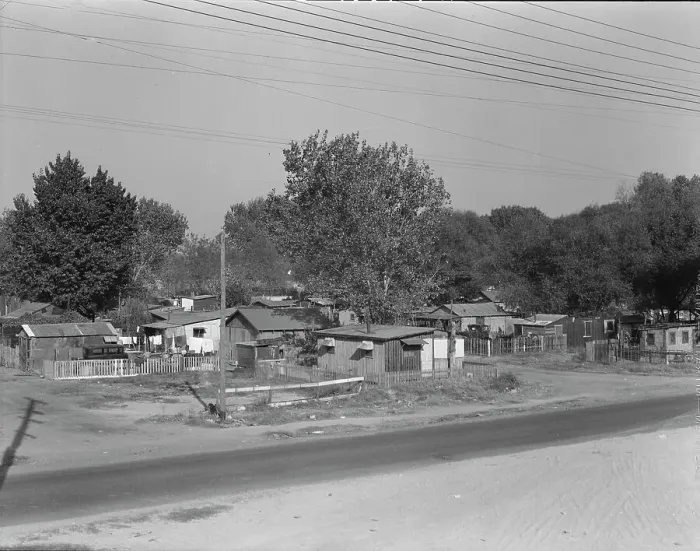 Framed Print : Winter migrant camp on the outskirts of Sacramento, California, 1936. Creator: Dorothea Lange Framed Print : Winter migrant camp on the outskirts of Sacramento, California, 1936. Creator: Dorothea Lange