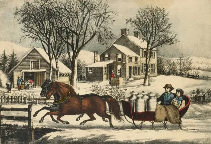 Framed Print : Winter Morning in the Country, 1873. 1873. Creators: Nathaniel Currier Framed Print : Winter Morning in the Country, 1873. 1873. Creators: Nathaniel Currier