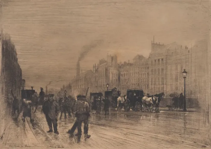 Framed Print : Winter Morning on the Quay, Paris, 1883. Creator: Felix Hilaire Buhot Framed Print : Winter Morning on the Quay, Paris, 1883. Creator: Felix Hilaire Buhot