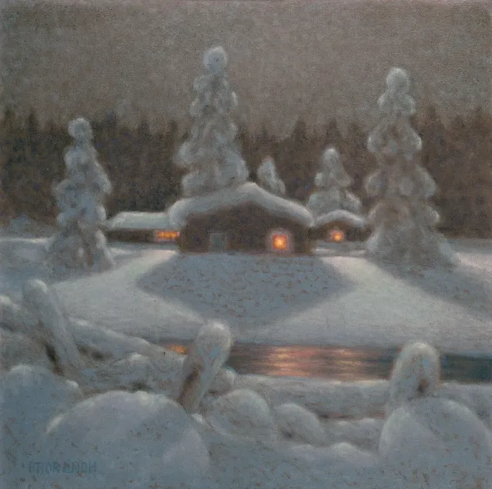 Framed Print : Winter Night. Artist: Lindh, Bror (1877-1941) Framed Print : Winter Night. Artist: Lindh, Bror (1877-1941)