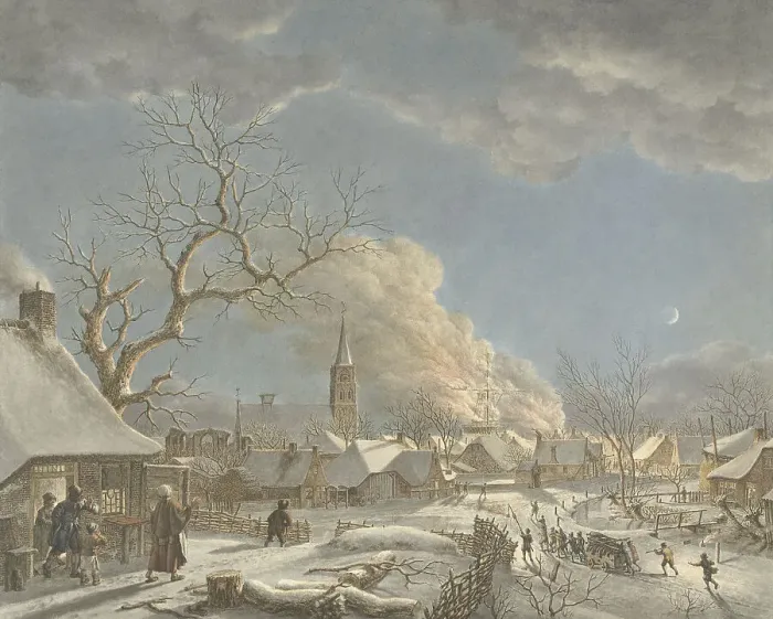 Framed Print : Winter, night and fire; the four seasons, times of day and elements, 1797. Creator: Jacob Cats Framed Print : Winter, night and fire; the four seasons, times of day and elements, 1797. Creator: Jacob Cats