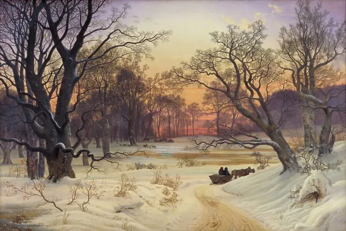 Framed Print : Winter Night in a Forest, 1853. Creator: Vilhelm Kyhn Framed Print : Winter Night in a Forest, 1853. Creator: Vilhelm Kyhn
