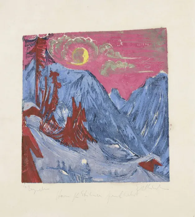 Framed Print : Winter Night with Moon, 1919 Framed Print : Winter Night with Moon, 1919
