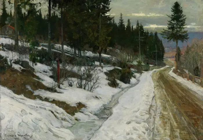 Framed Print : Winter in Nittedal, 1905. Creator: Gerhard Munthe Framed Print : Winter in Nittedal, 1905. Creator: Gerhard Munthe