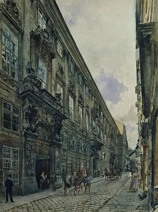 Framed Print : The Winter Palace of Prince Eugene of Savoy on Himmelpfortgasse in Vienna, 1882. Creator: Rudolf von Alt Framed Print : The Winter Palace of Prince Eugene of Savoy on Himmelpfortgasse in Vienna, 1882. Creator: Rudolf von Alt