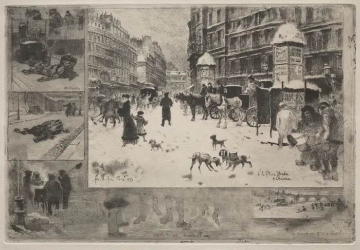 Framed Print : Winter in Paris, 1879. Creator: Felix Hilaire Buhot (French, 1847-1898) Framed Print : Winter in Paris, 1879. Creator: Felix Hilaire Buhot (French, 1847-1898)