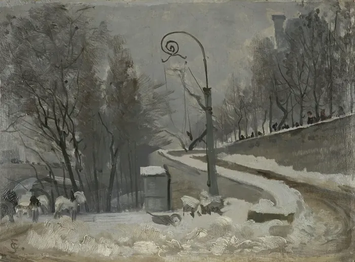 Framed Print : Winter in Paris, probably 1880. Creator: Christian Skredsvig Framed Print : Winter in Paris, probably 1880. Creator: Christian Skredsvig