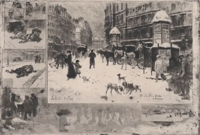 Framed Print : Winter in Paris, or Snow in Paris, 1879. Creator: Felix Hilaire Buhot Framed Print : Winter in Paris, or Snow in Paris, 1879. Creator: Felix Hilaire Buhot