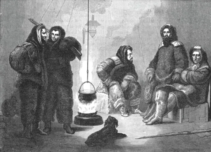 Framed Print : In Winter Quarters in the Arctic Sea; A days sport in the Polar Sea, 1875. Creator: Unknown Framed Print : In Winter Quarters in the Arctic Sea; A days sport in the Polar Sea, 1875. Creator: Unknown
