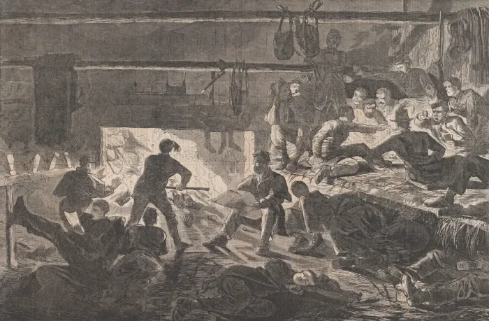 Framed Print : Winter Quarters in Camp - The Inside of a Hut (Harpers Weekly, Vol Framed Print : Winter Quarters in Camp - The Inside of a Hut (Harpers Weekly, Vol