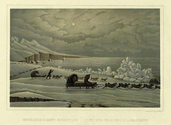 Winter Road Along the Shore of the Sea of Okhotsk, 1856. Creator: Ivan Dem'ianovich Bulychev