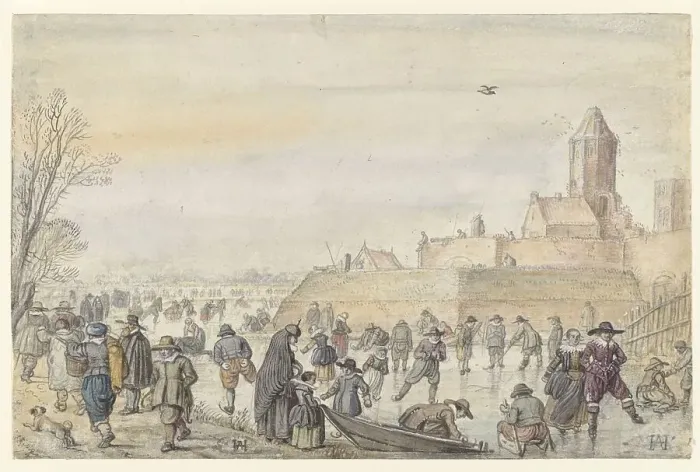 Framed Print : Winter Scene on the Frozen Canal near the Kalverhekkenpoort, Kampen, before 1607. Creator: Hendrick Avercamp Framed Print : Winter Scene on the Frozen Canal near the Kalverhekkenpoort, Kampen, before 1607. Creator: Hendrick Avercamp