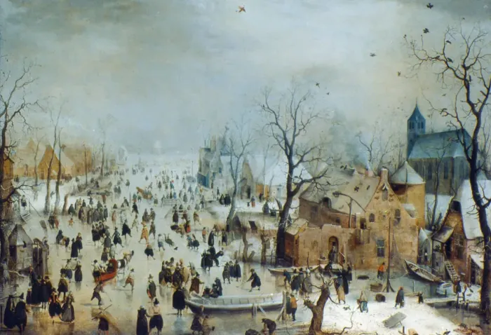 Framed Print : Winter Scene with Ice Skaters, c1608. Artist: Hendrick Avercamp Framed Print : Winter Scene with Ice Skaters, c1608. Artist: Hendrick Avercamp