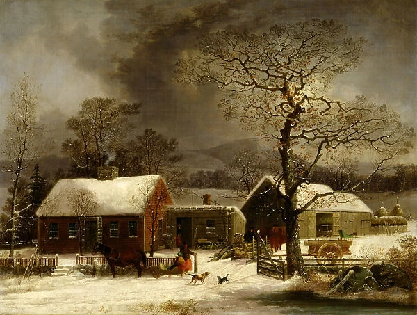 Winter Scene in New Haven, Connecticut, ca. 1858. Creator: George Henry Durrie