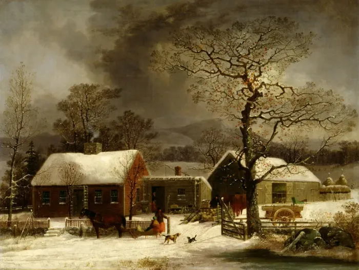 Framed Print : Winter Scene in New Haven, Connecticut, ca. 1858. Creator: George Henry Durrie Framed Print : Winter Scene in New Haven, Connecticut, ca. 1858. Creator: George Henry Durrie