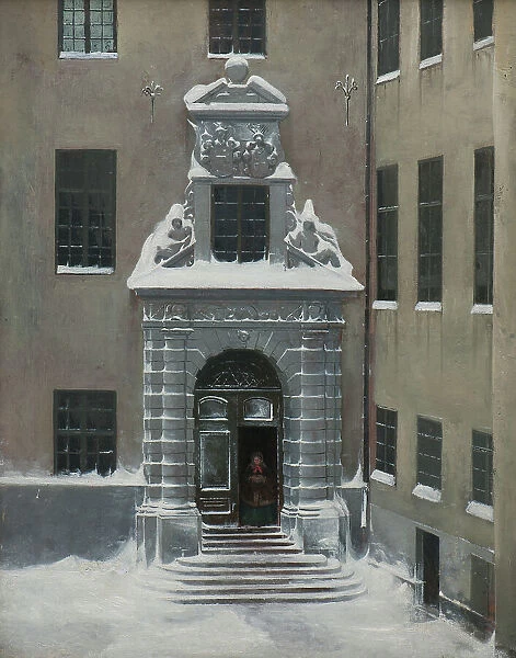 Winter Scene from the Present Foreign Office, Stockholm, mid 19th century. Creator: Karl Stefan Bennet