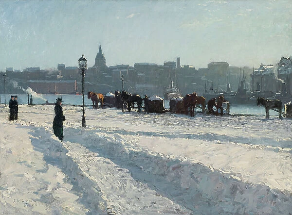 Winter Scene from the Stockholm Waterfront, 1899. Creator: Alfred Bergström
