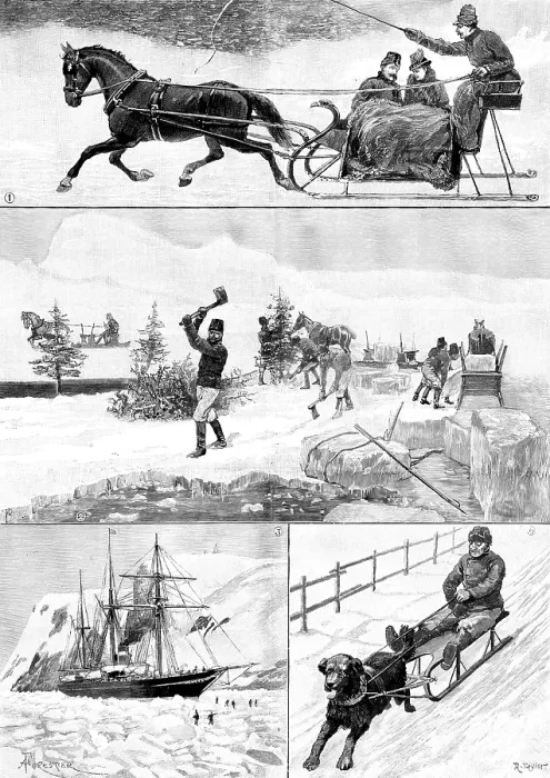 Framed Print : Winter Scenes in Newfoundland, 1890. Creator: R. Taylor Framed Print : Winter Scenes in Newfoundland, 1890. Creator: R. Taylor