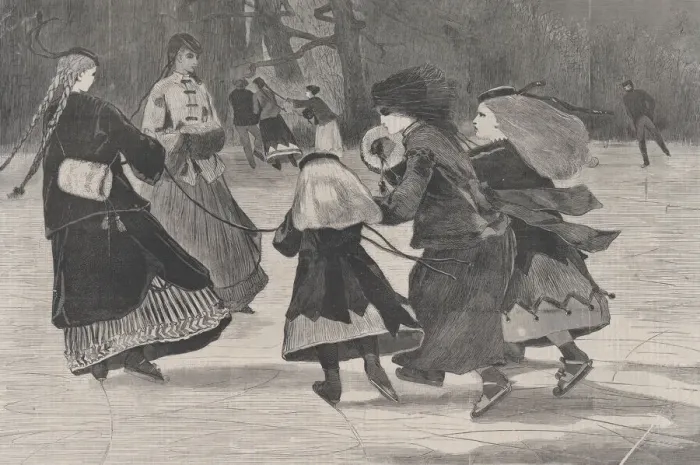 Framed Print : Winter - A Skating Scene (Harpers Weekly, Vol. XII), January 25, 1868. Creator: Unknown Framed Print : Winter - A Skating Scene (Harpers Weekly, Vol. XII), January 25, 1868. Creator: Unknown