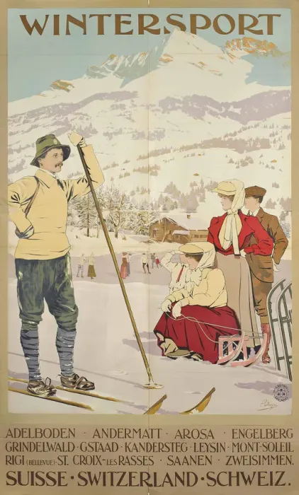 Framed Print : Winter sports, Switzerland, c1900 Framed Print : Winter sports, Switzerland, c1900