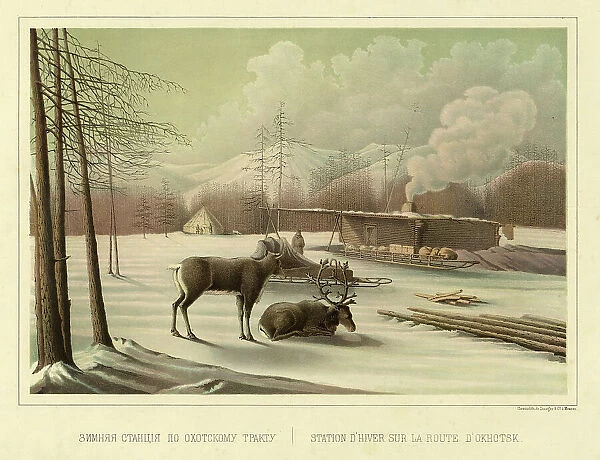 Winter Station on the Route to Okhotsk, 1856. Creator: Ivan Dem'ianovich Bulychev