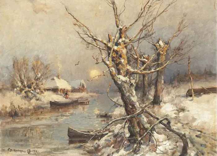 Framed Print : Winter sun, 1911. Artist: Klever, Juli Julievich (Julius), von (1850-1924) Framed Print : Winter sun, 1911. Artist: Klever, Juli Julievich (Julius), von (1850-1924)