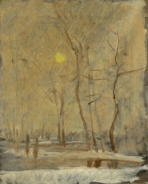 Framed Print : Winter Sun in a Landscape with a Brook. Motif from Strazky, 1900-1910. Creator: Ladislav Mednyanszky Framed Print : Winter Sun in a Landscape with a Brook. Motif from Strazky, 1900-1910. Creator: Ladislav Mednyanszky