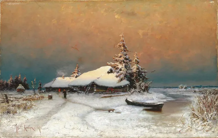 Framed Print : Winter Sunset, 1887. Artist: Klever, Juli Julievich (Julius), von (1850-1924) Framed Print : Winter Sunset, 1887. Artist: Klever, Juli Julievich (Julius), von (1850-1924)