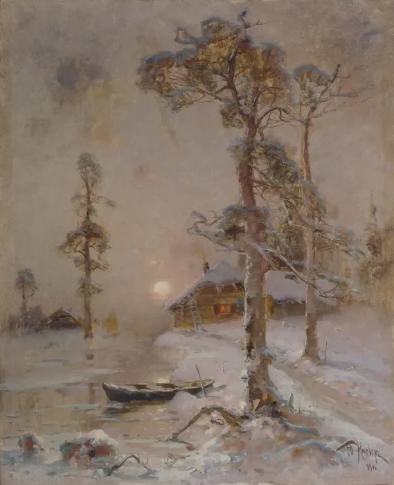 Framed Print : Winter Sunset, 1900. Artist: Klever, Juli Julievich (Julius), von (1850-1924) Framed Print : Winter Sunset, 1900. Artist: Klever, Juli Julievich (Julius), von (1850-1924)