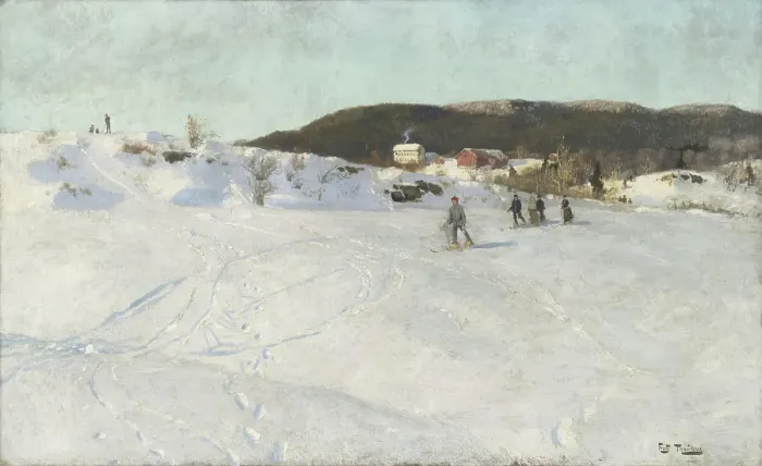 Framed Print : Winter in Vestre Aker, 1887. Creator: Frits Thaulow Framed Print : Winter in Vestre Aker, 1887. Creator: Frits Thaulow