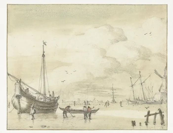 Framed Print : Winter view, 1634-1700. Creator: Jan van de Cappelle Framed Print : Winter view, 1634-1700. Creator: Jan van de Cappelle