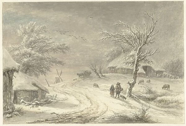 Winter view in Exloo, Drenthe, 1755-1818. Creator: Egbert van Drielst