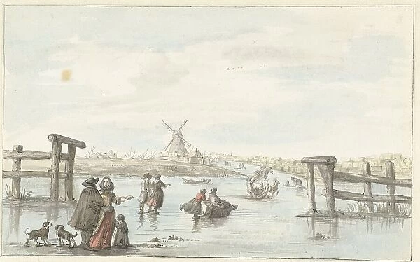 Winter view at Zwarte Water (Black Water) near Zwolle (?), 1661-1693. Creator: Gerrit Grasdorp
