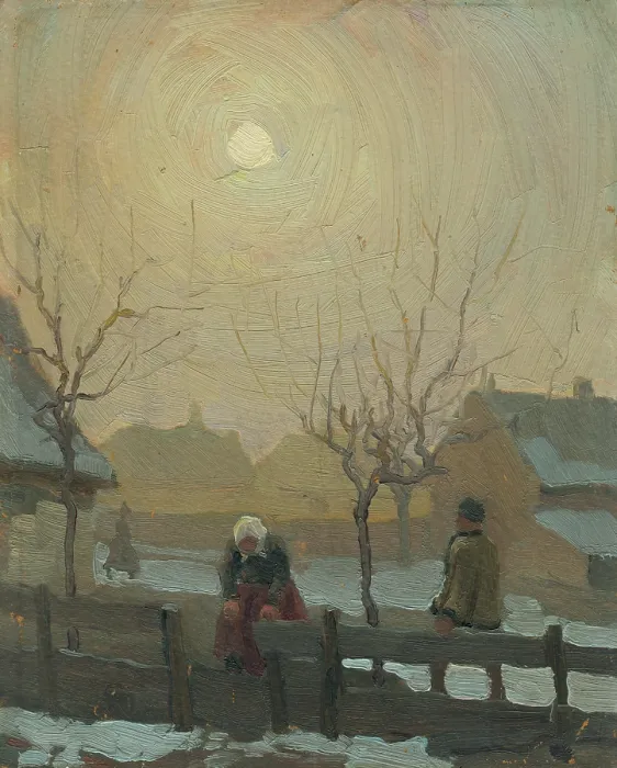 Framed Print : Winter in the village, c1923. Creator: Teodor Jozef Mousson Framed Print : Winter in the village, c1923. Creator: Teodor Jozef Mousson