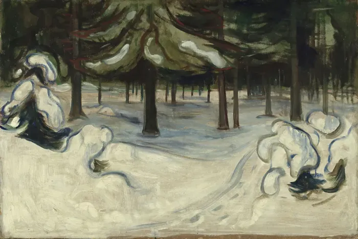 Framed Print : Winter in the Woods, 1899. Creator: Edvard Munch Framed Print : Winter in the Woods, 1899. Creator: Edvard Munch