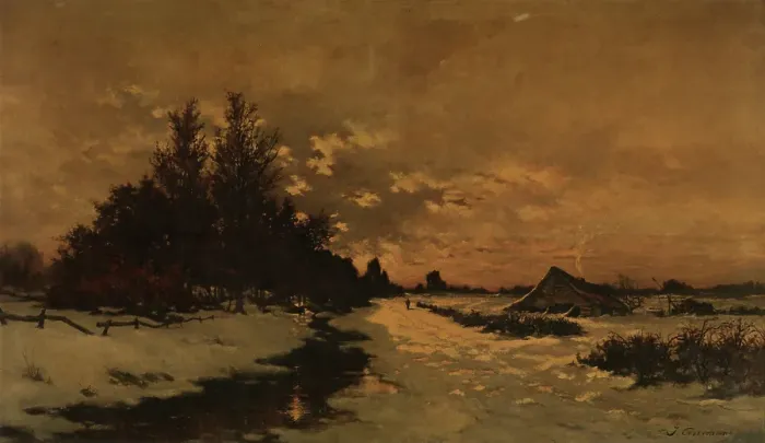 Framed Print : A Winter's Day in the Kempen, 1879. Creator: Joseph Coosemans Framed Print : A Winter's Day in the Kempen, 1879. Creator: Joseph Coosemans