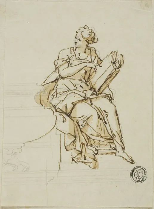 Framed Print : Wisdom: Unexecuted Design for the Monument to the First Duke of Marlborough, c. 1733. Creators: John Michael Rysbrack, Sir James Thornhill Framed Print : Wisdom: Unexecuted Design for the Monument to the First Duke of Marlborough, c. 1733. Creators: John Michael Rysbrack, Sir James Thornhill