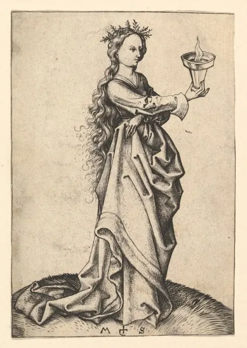Framed Print : The Third Wise Virgin, ca. 1435-1491. Creator: Martin Schongauer Framed Print : The Third Wise Virgin, ca. 1435-1491. Creator: Martin Schongauer