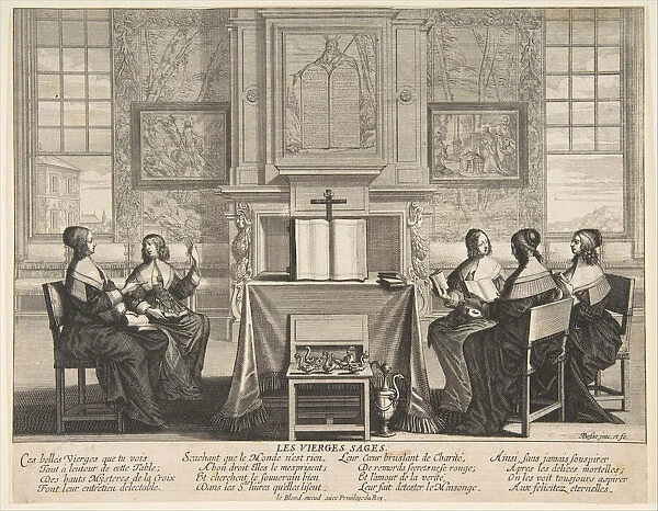 The Wise Virgins Conversing, ca. 1635. Creator: Abraham Bosse