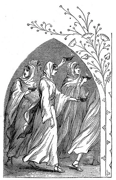 The Wise Virgins going to meet the bridegroom, their lamps shining brightly, 1883