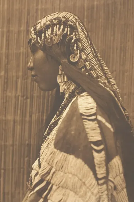Framed Print : Wishham Girl, Profile, 1910. Creator: Edward Sheriff Curtis Framed Print : Wishham Girl, Profile, 1910. Creator: Edward Sheriff Curtis