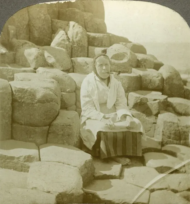 Framed Print : In the Wishing Chair, Giants Causeway, Antrim, Northern Ireland. Artist: Excelsior Stereoscopic Tours Framed Print : In the Wishing Chair, Giants Causeway, Antrim, Northern Ireland. Artist: Excelsior Stereoscopic Tours