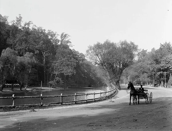 Wissahickon Creek and drive, Fairmount Park, Philadelphia, Pa. c1908. Creator: Unknown