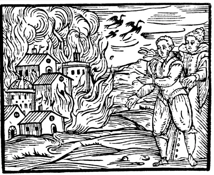 Framed Print : Witches destroying a house by fire - Swabia, 1533 Framed Print : Witches destroying a house by fire - Swabia, 1533