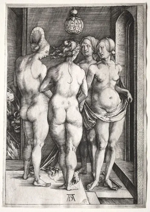 Framed Print : The Four Witches (Four Naked Women), 1497. Creator: Albrecht Dürer (German, 1471-1528) Framed Print : The Four Witches (Four Naked Women), 1497. Creator: Albrecht Dürer (German, 1471-1528)