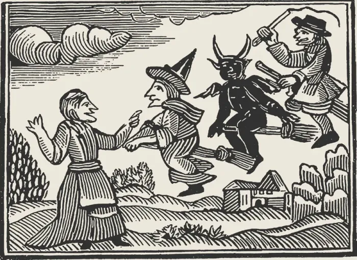 Framed Print : Witches, from The Invisible World by Cotton Mather, 1689. Creator: Anonymous Framed Print : Witches, from The Invisible World by Cotton Mather, 1689. Creator: Anonymous