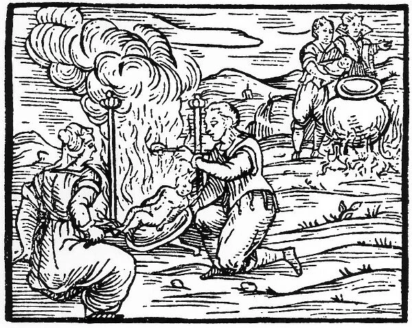 Witches roasting and boiling infants, 1608 (19th century)